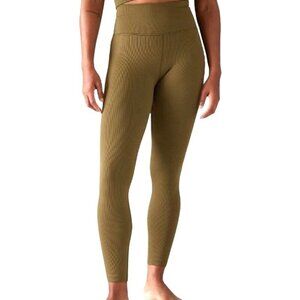 NWT Athleta Aurora Seamless High-Waist Leggings Ribbed Crop Olive Green Women XS